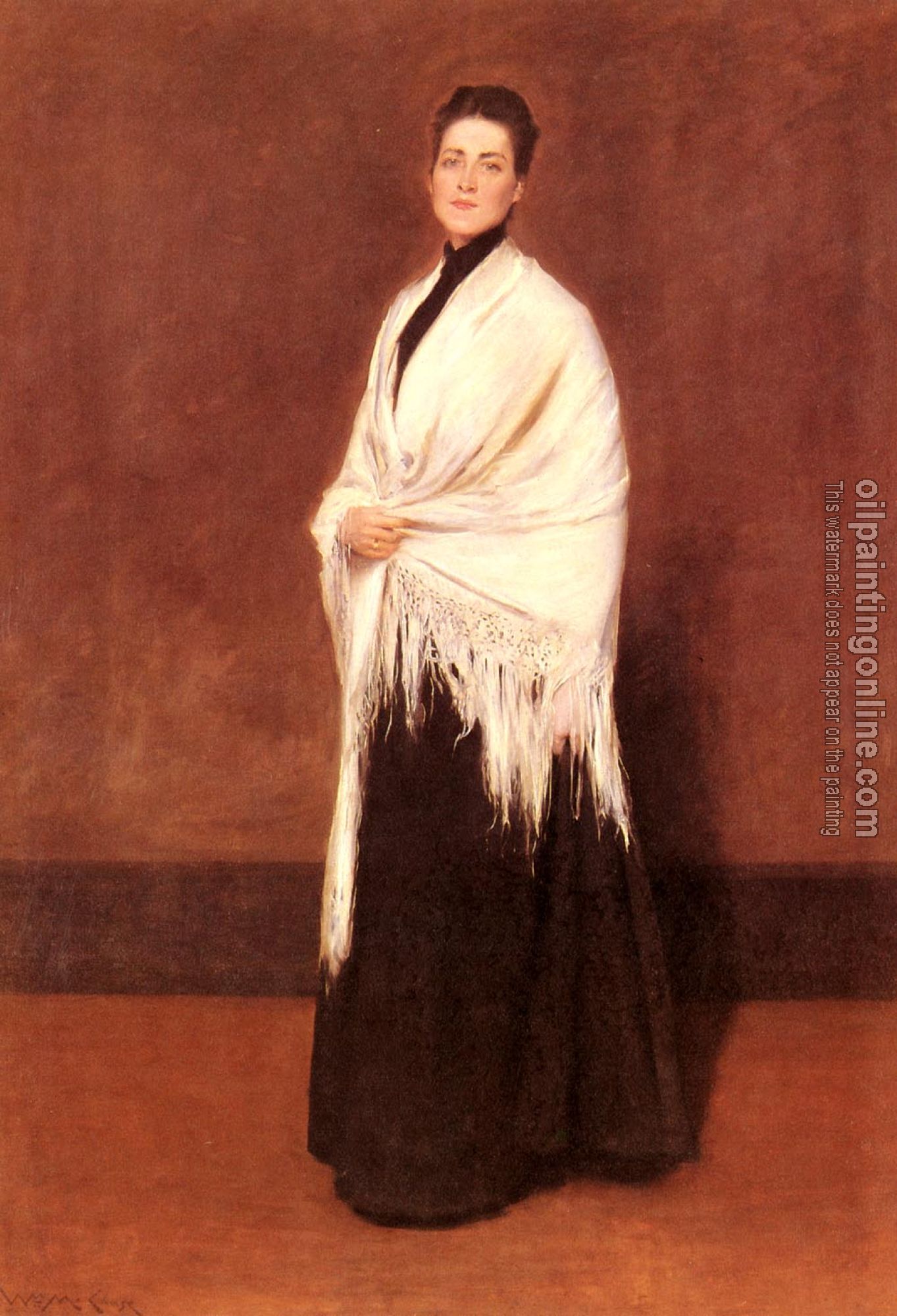 Chase, William Merritt - Portrait Of Mrs C SHAWL